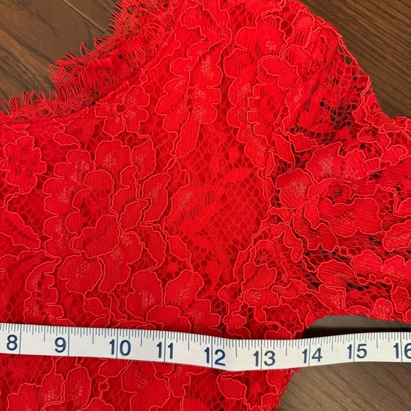 Red Lace Exposed Zipper Mini Dress Small - Picture 8 of 11